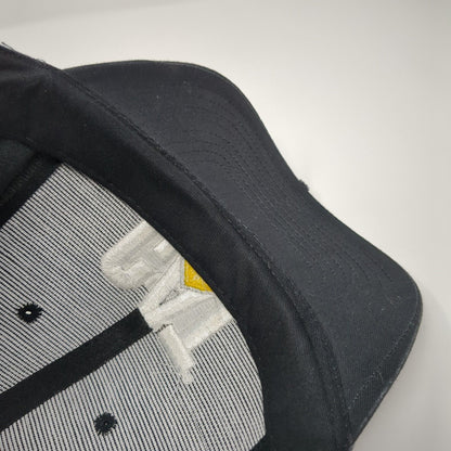 CAT Snapback Hat Black One Size Adjustable Embroidered 6 Panel Distressed