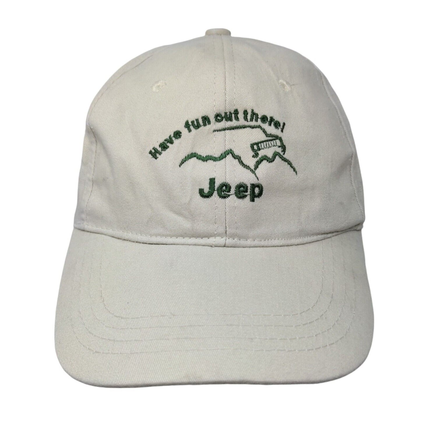 Have Fun Out There Jeep Slideback Hat Tan One Size Adjustable Embroidered Cotton