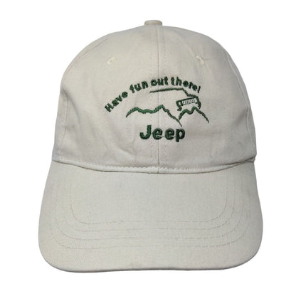 Have Fun Out There Jeep Slideback Hat Tan One Size Adjustable Embroidered Cotton