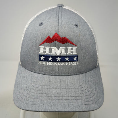 Richardson Baseball Cap Gray White Red M Mesh Flexfit High Mountain Heroes Hat