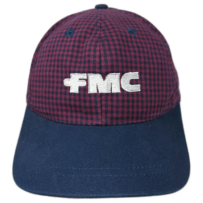 Port Authority Baseball Cap Blue Red One Size Gingham FMC Logo Cotton Hat