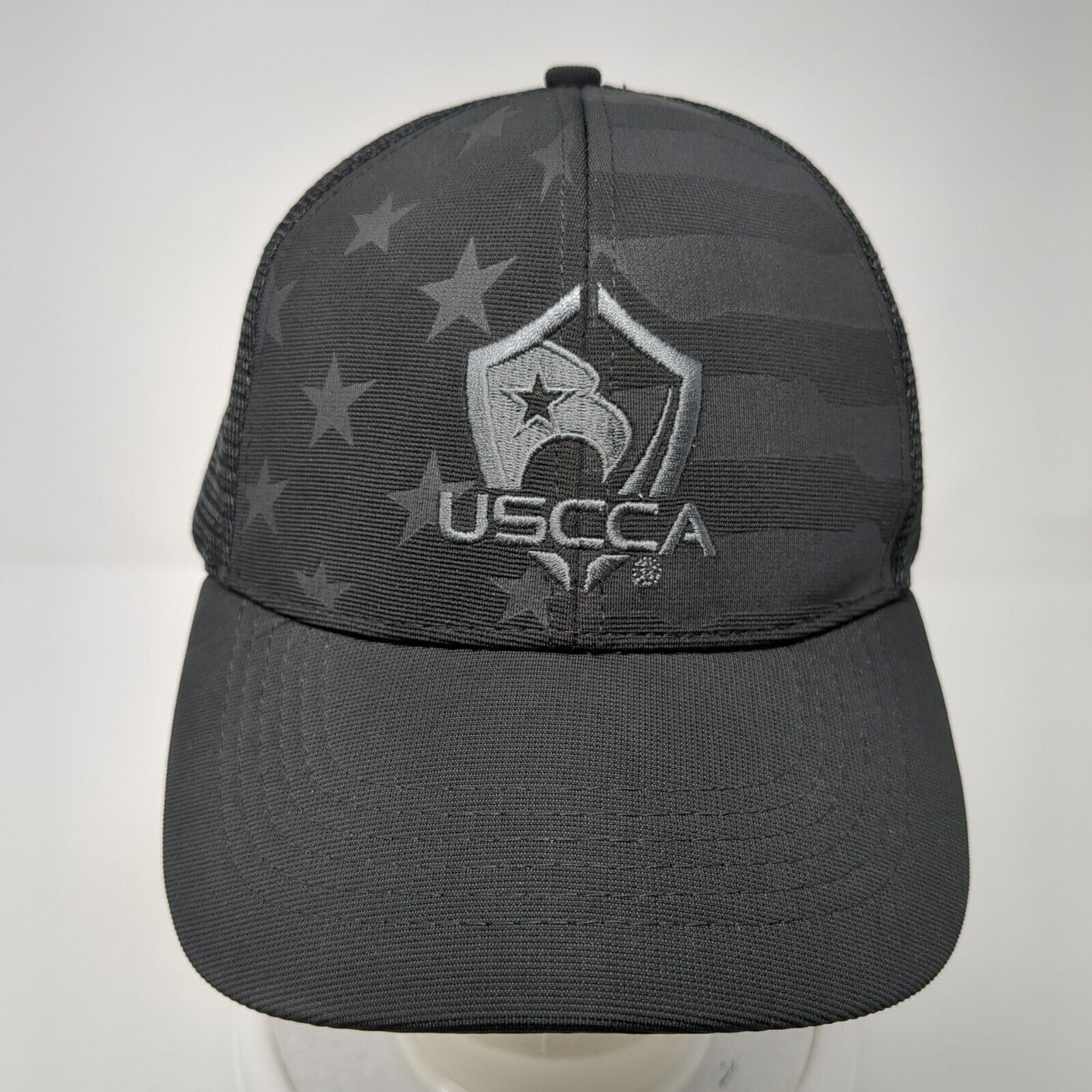 USCCA Snapback Trucker Hat Black One Size Adjustable Embroidered Mesh Back