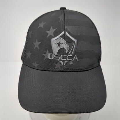 USCCA Snapback Trucker Hat Black One Size Adjustable Embroidered Mesh Back