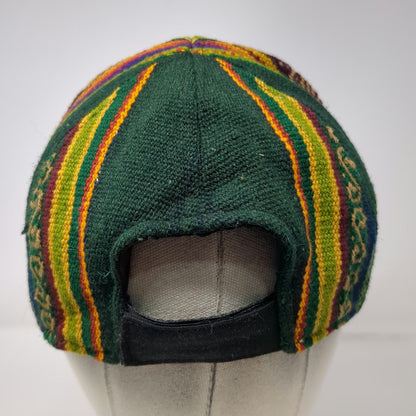 Green Baseball Cap One Size Woven Tribal Geometric Ethnic Pattern Strapback Hat