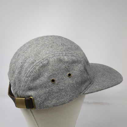 Evo 5 Panel Gray Hat One Size Wool Blend Leather Strapback Logo Patch Flat Brim