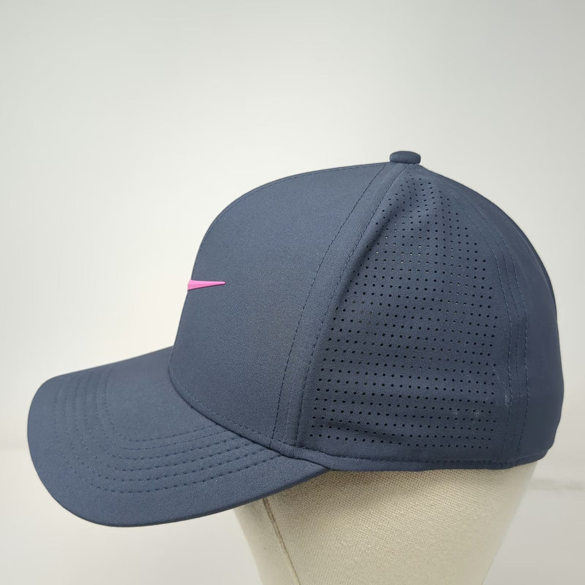 Nike Baseball Cap Gray One Size Hat Dri-FIT Perforated Pink Swoosh Classic 99