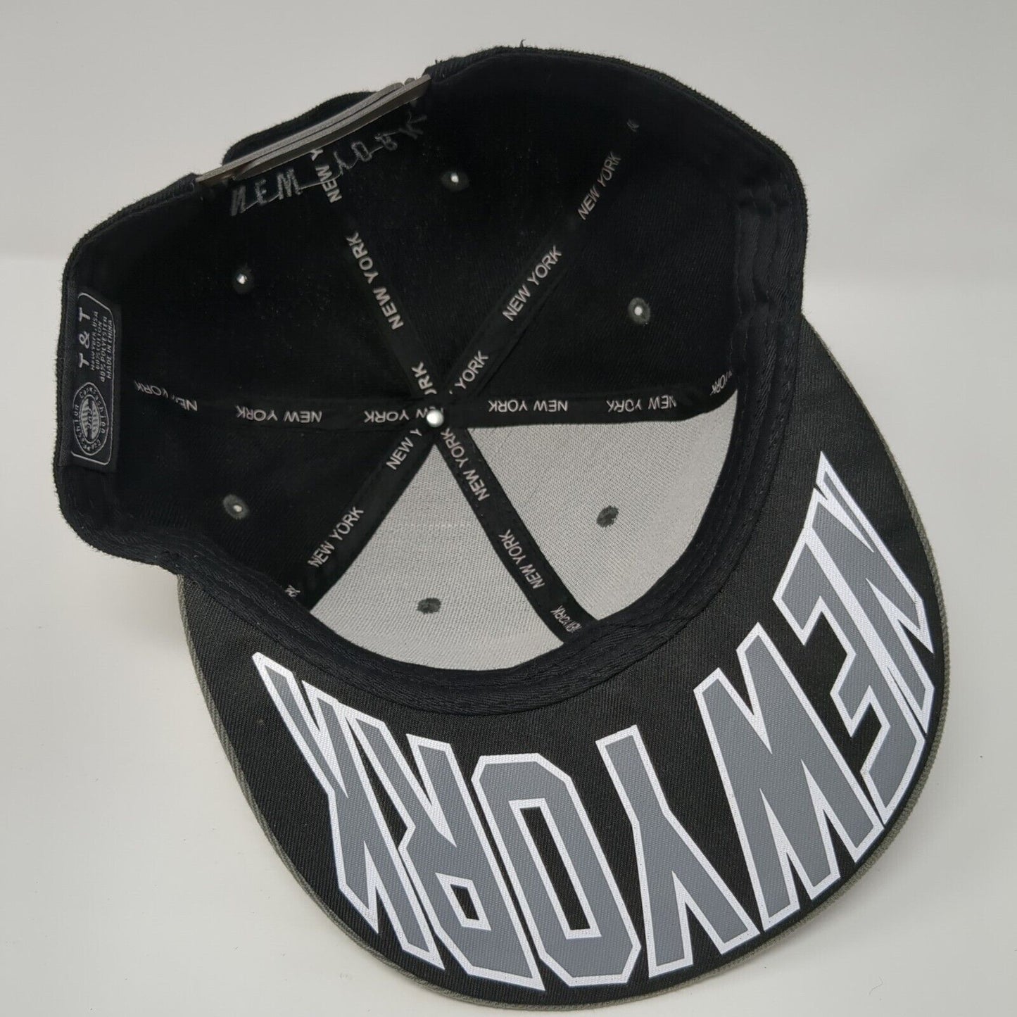 New York Snapback Hat Black One Size Embroidered Adjustable Colorblock