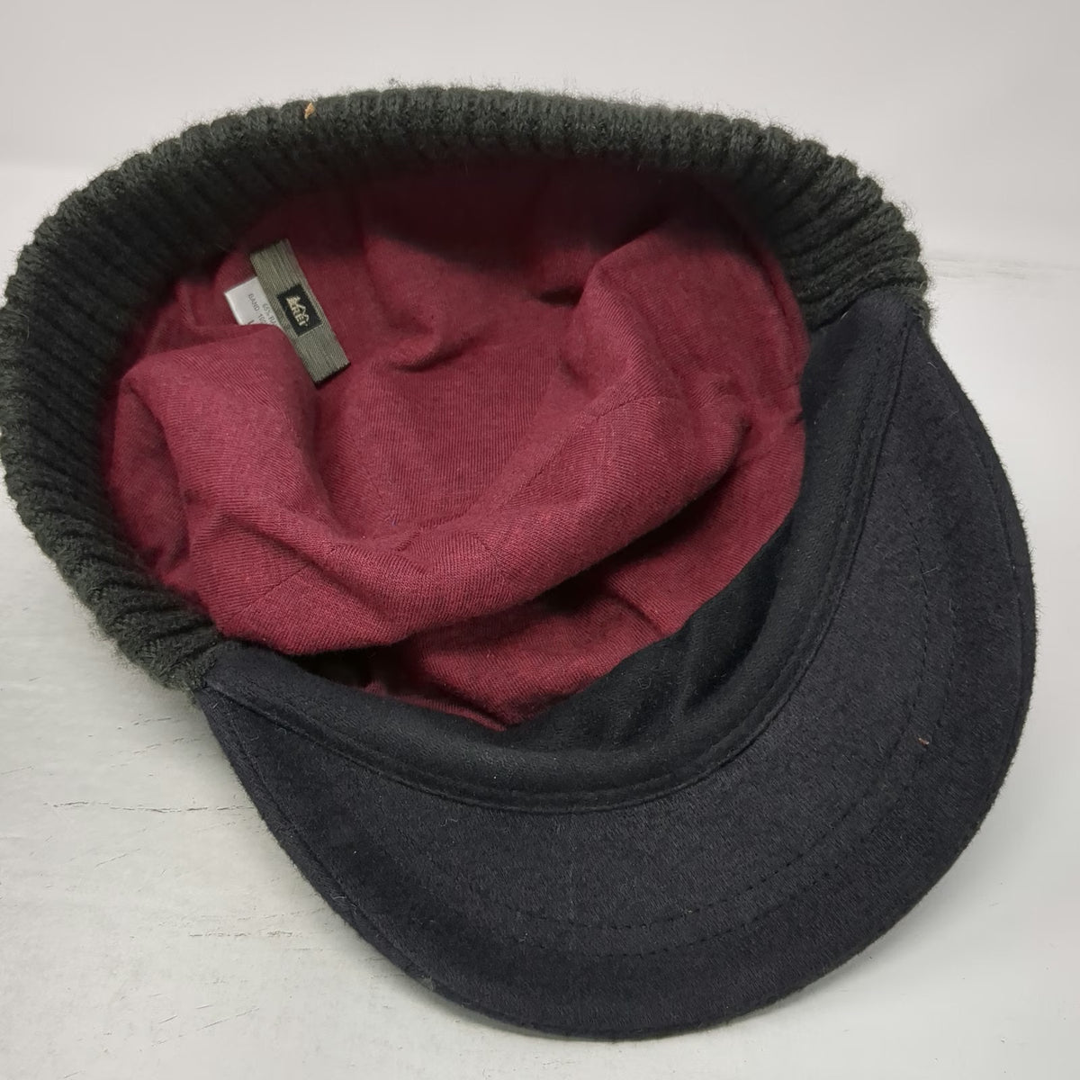 REI Baseball Cap Black L Quilted Knit Earband Cotton Rayon Lining Winter Hat