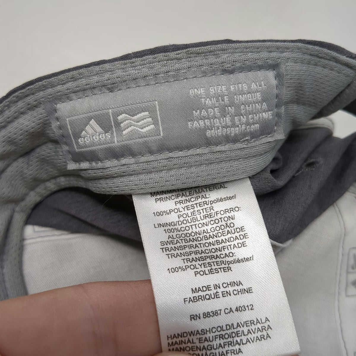 Adidas Baseball Cap Gray One Size Silver Logo Polyester Slideback Golf Sport Hat