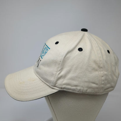 Ivory Baseball Cap Beige One Size Moon Leaf Embroidery Cotton Strapback Hat