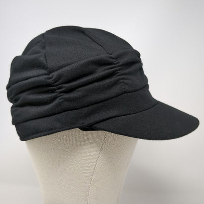 Army Cap Black One Size Ruched Gathered Crown Lined Short Brim Cadet Jersey Hat