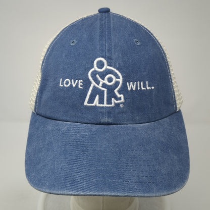Love Will Snapback Trucker Hat Blue One Size Mesh Back Sportsman Outdoor