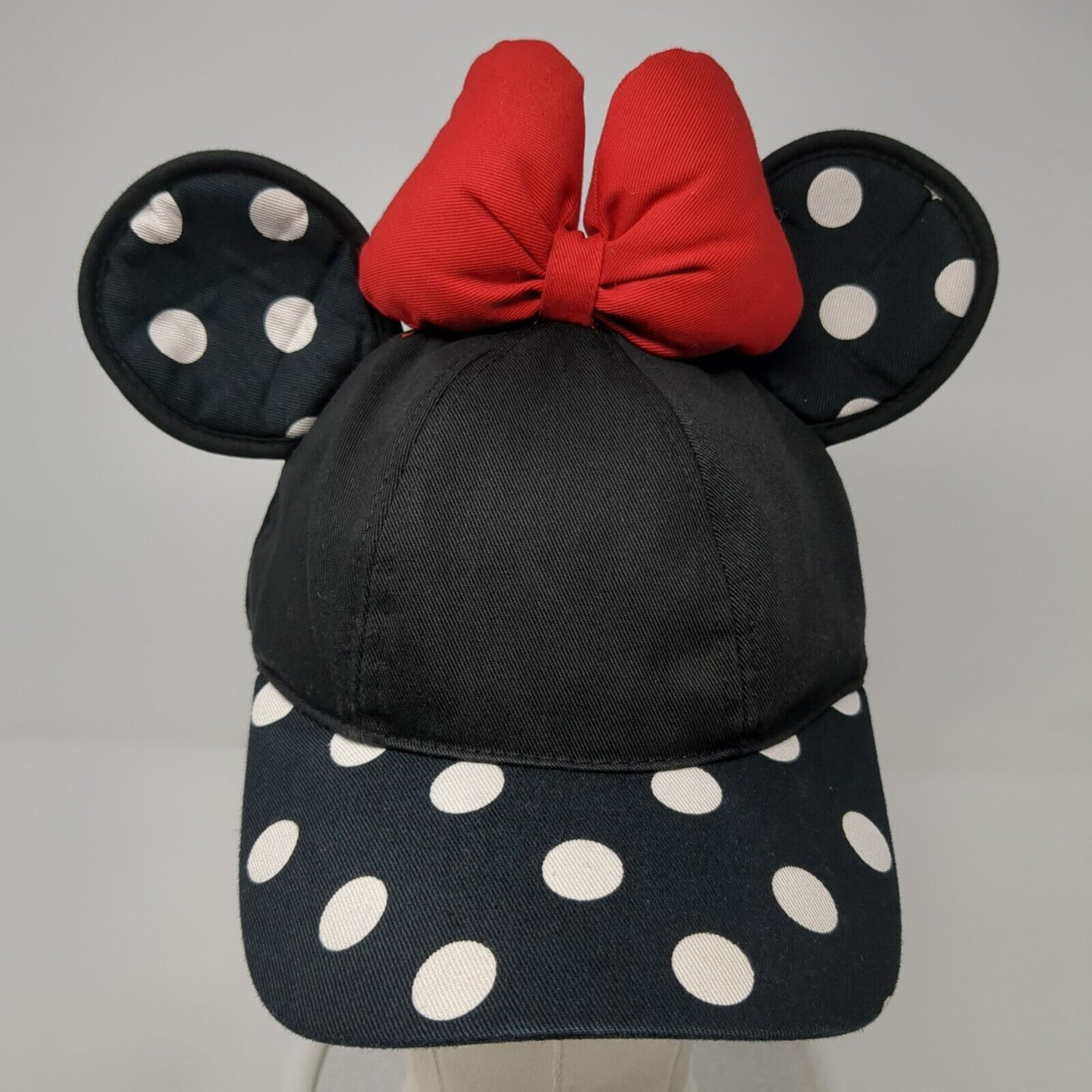Minnie Mouse Ears Bow Snapback Hat Black 57-60cm Polka Dot Disney