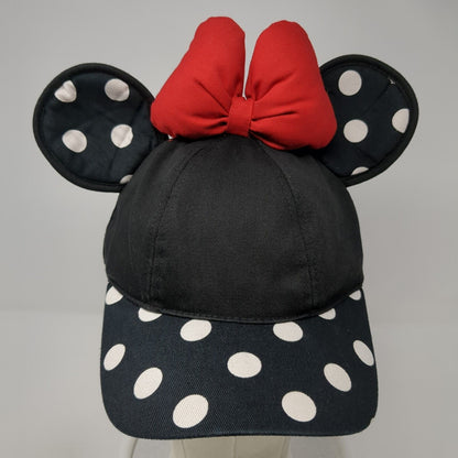 Minnie Mouse Ears Bow Snapback Hat Black 57-60cm Polka Dot Disney