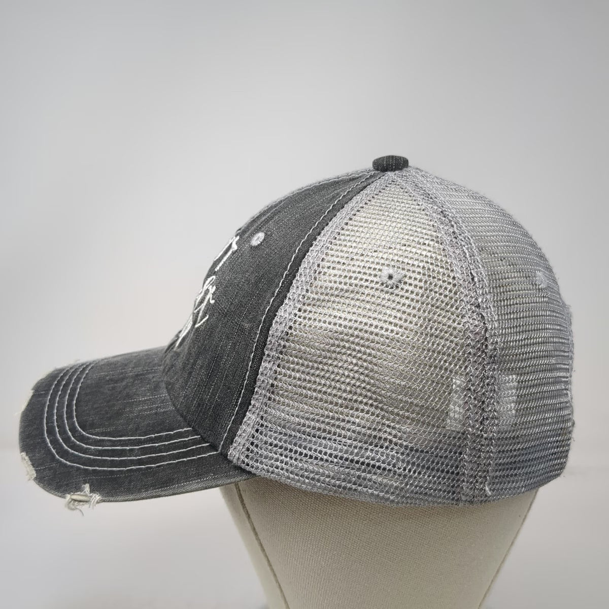 Katydid Baseball Cap Gray One Size I Can't Adult Today Distressed Mesh Hat