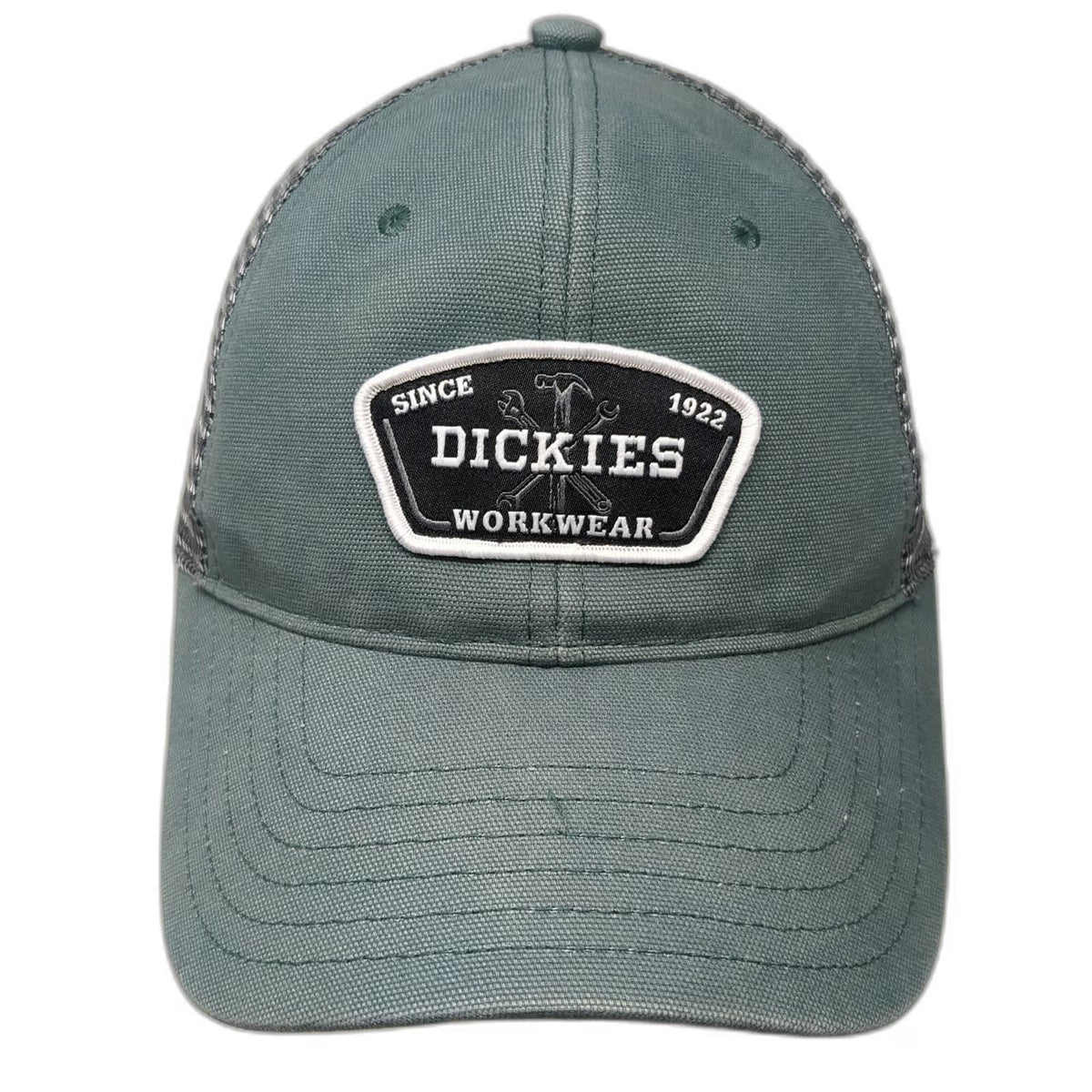 Dickies Trucker Hat Green One Size Mesh Snapback Workwear Logo Patch Gray Black