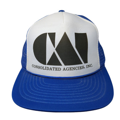 Consolidated Agencies Inc Snapback Trucker Hat Blue OS Adjustable Mesh Speedway