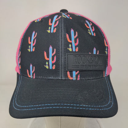 Rock & Roll Denim Cactus Print Snapback Trucker Hat Multi One Size Mesh Back