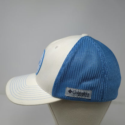 Columbia PFG Baseball Cap White Blue One Size Mesh Back Fishing Stretch Fit Hat