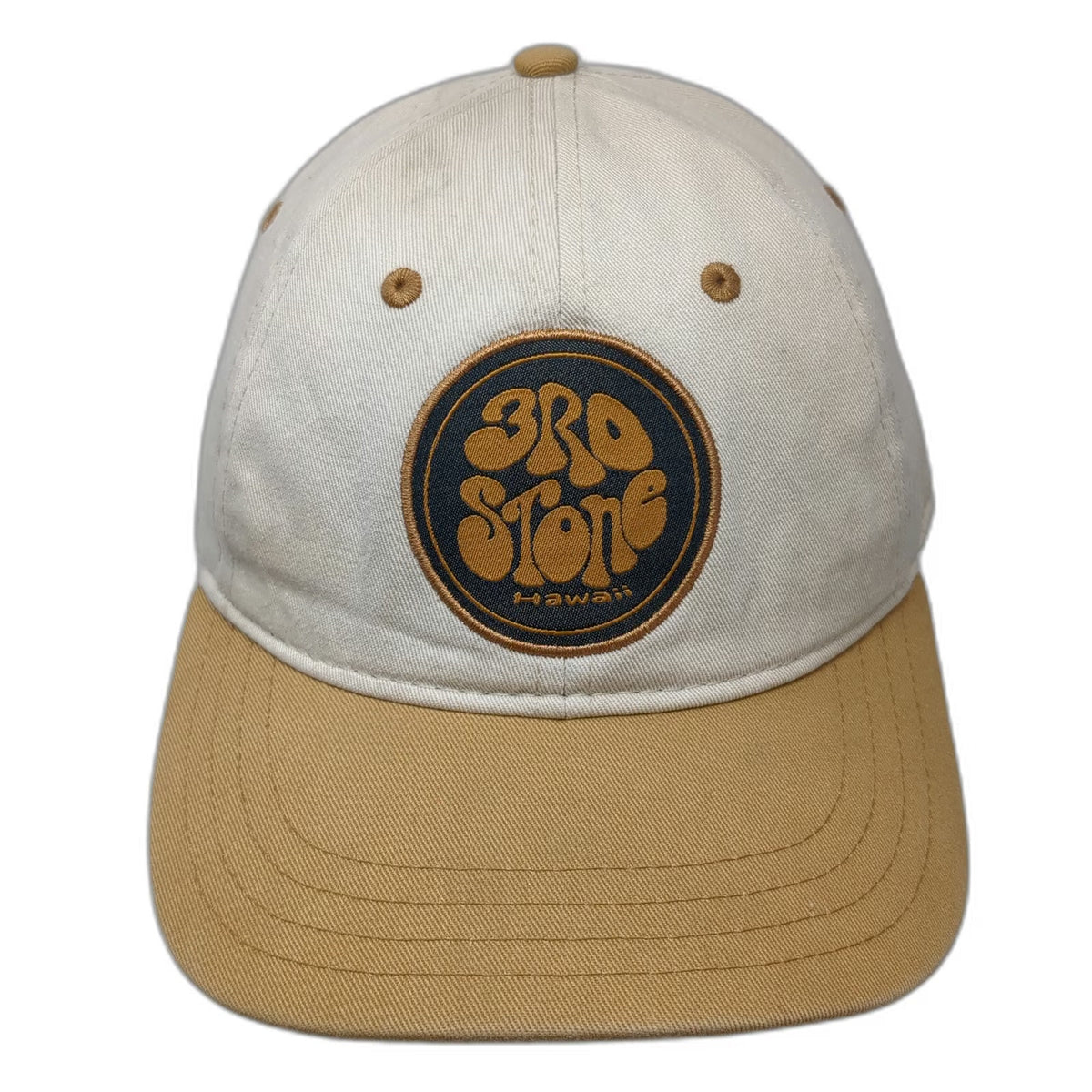 Pukka 3rd Stone Hawaii Snapback Hat Beige One Size Cotton Two Tone Gold Surf