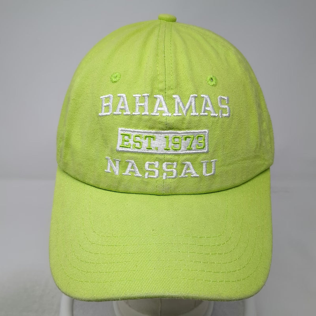 Luxe Baseball Cap Green One Size Bahamas Nassau Est 1973 Hat Slideback Cotton