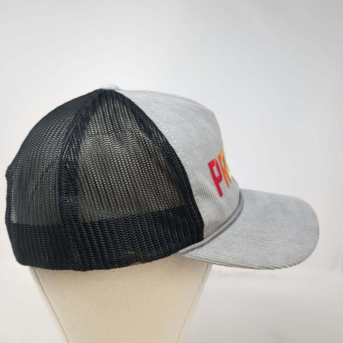Richardson Trucker Hat Gray One Size Rainbow Prefunk Corduroy Mesh Rope Snapback