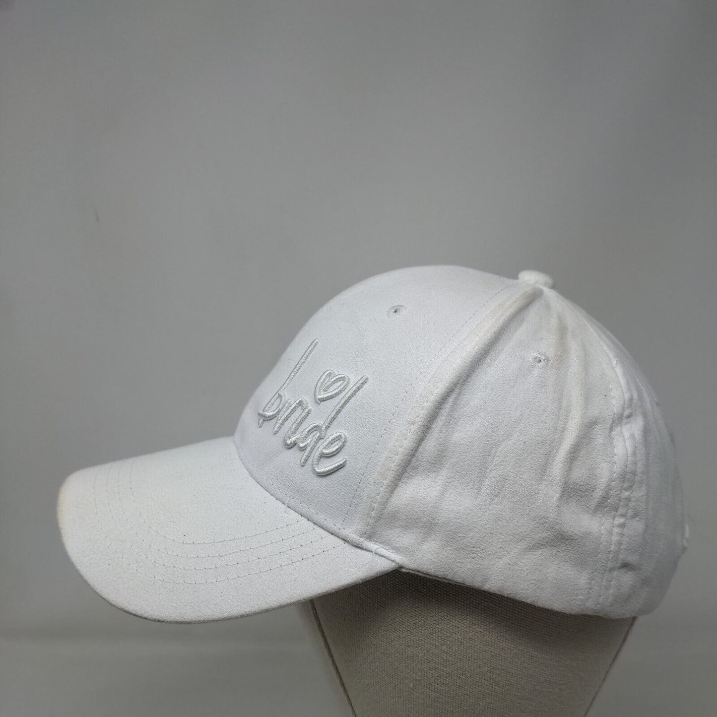Bride Slideback Hat White One Size Adjustable Embroidered Miss To Mrs Faux Suede