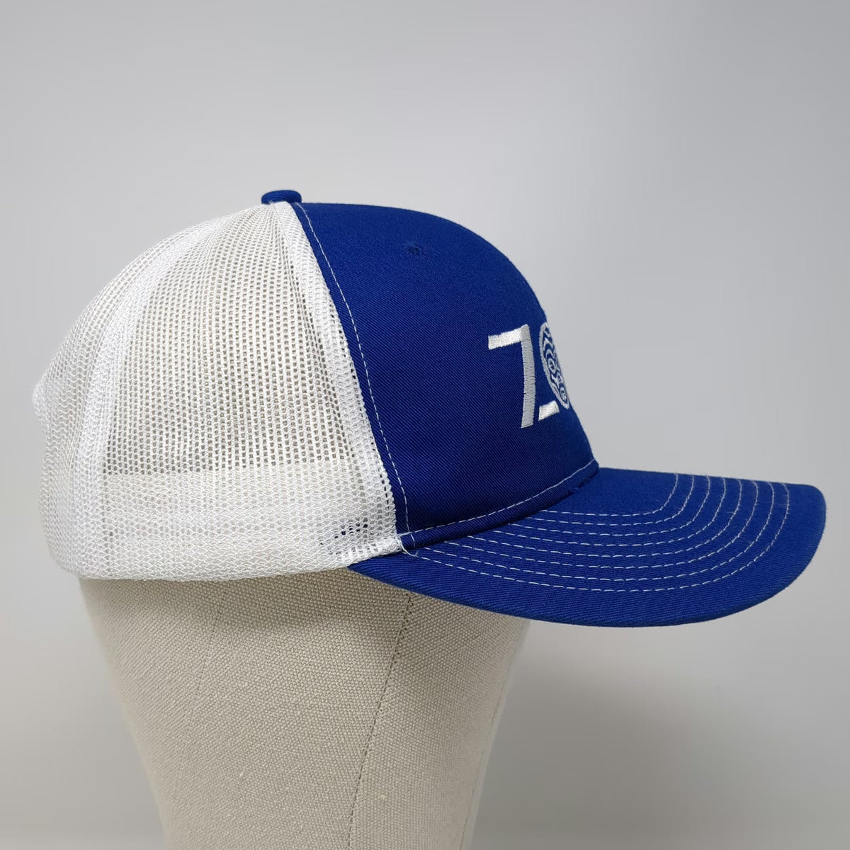 Port Authority Trucker Hat Blue White One Size ZOA Energy Drink Tiki Snapback