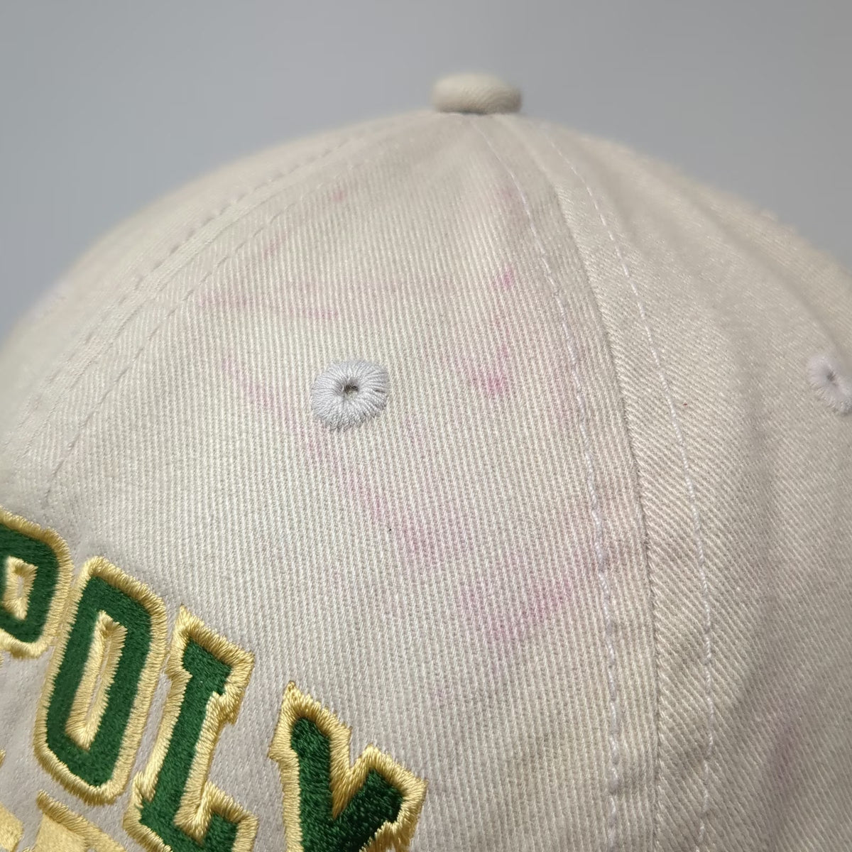 The Game Cal Poly Mustangs NCAA Golf Beige One Size Cap Slideback Embroidery