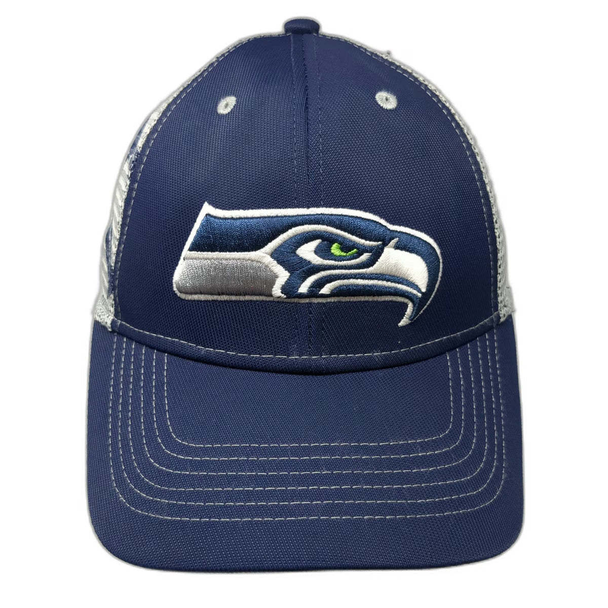 Seattle Seahawks NFL Team Apparel Blue White One Size Trucker Hat Mesh Snapback