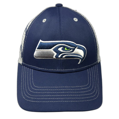 Seattle Seahawks NFL Team Apparel Blue White One Size Trucker Hat Mesh Snapback