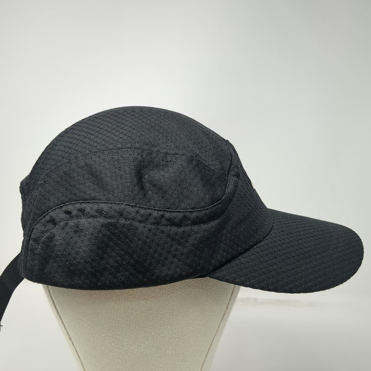 Nike Baseball Cap Black 5 Panel Mesh Breathable Strapback Swoosh Hat Vintage