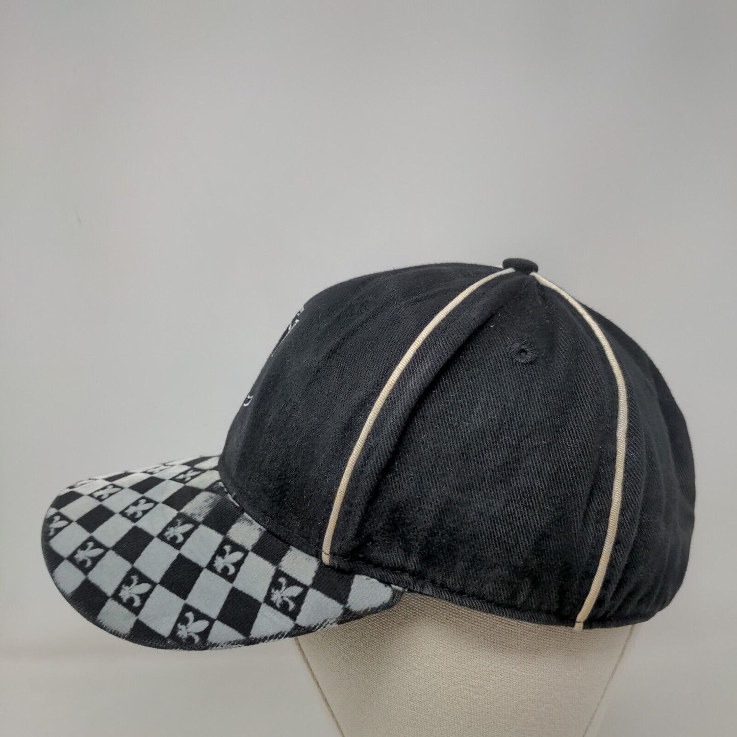 Jacques Cardin Cognac Fitted Hat Black OSFA Adjustable Embroidered Fleur-de-lis