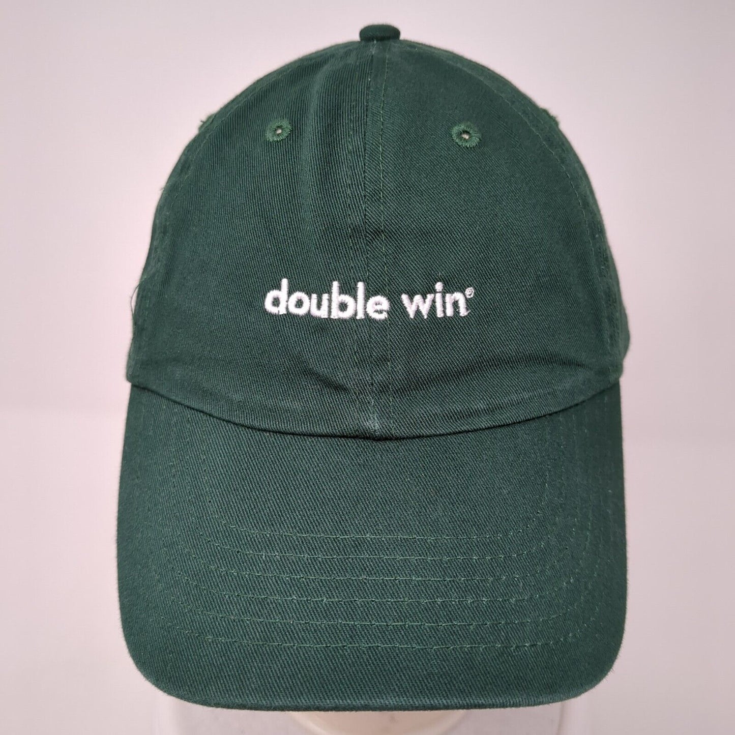 Double Win Slideback Hat Green One Size Adjustable Embroidered 6 Panel