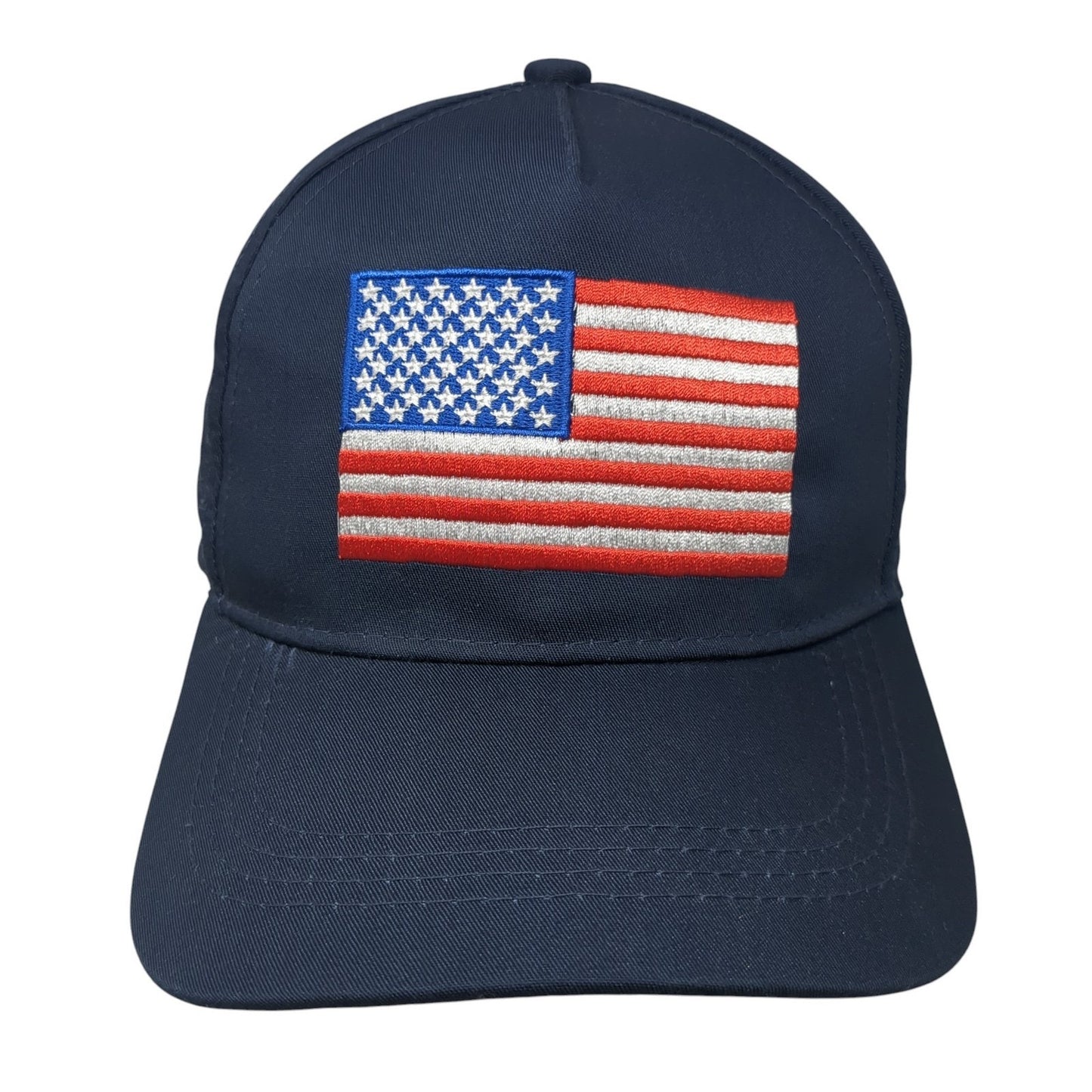 USA Flag Slideback Baseball Cap Blue One Size Adjustable Embroidered Patriotic