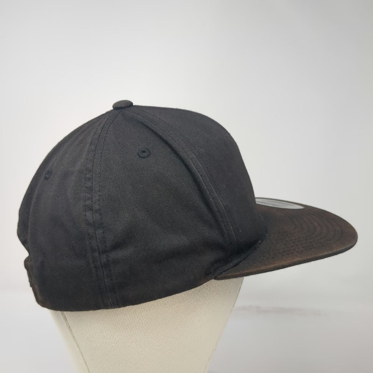 Volcom Snapback Black One Size Hat Embroidered Stone Logo Flat Brim 6 Panel