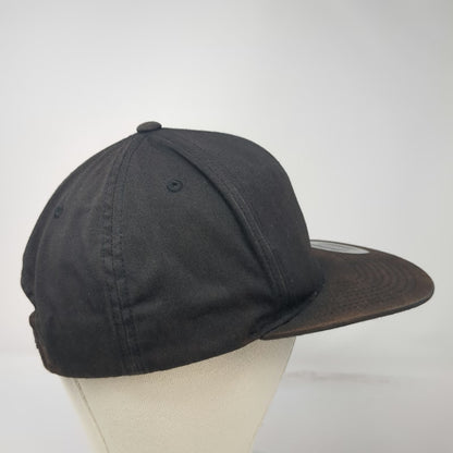 Volcom Snapback Black One Size Hat Embroidered Stone Logo Flat Brim 6 Panel