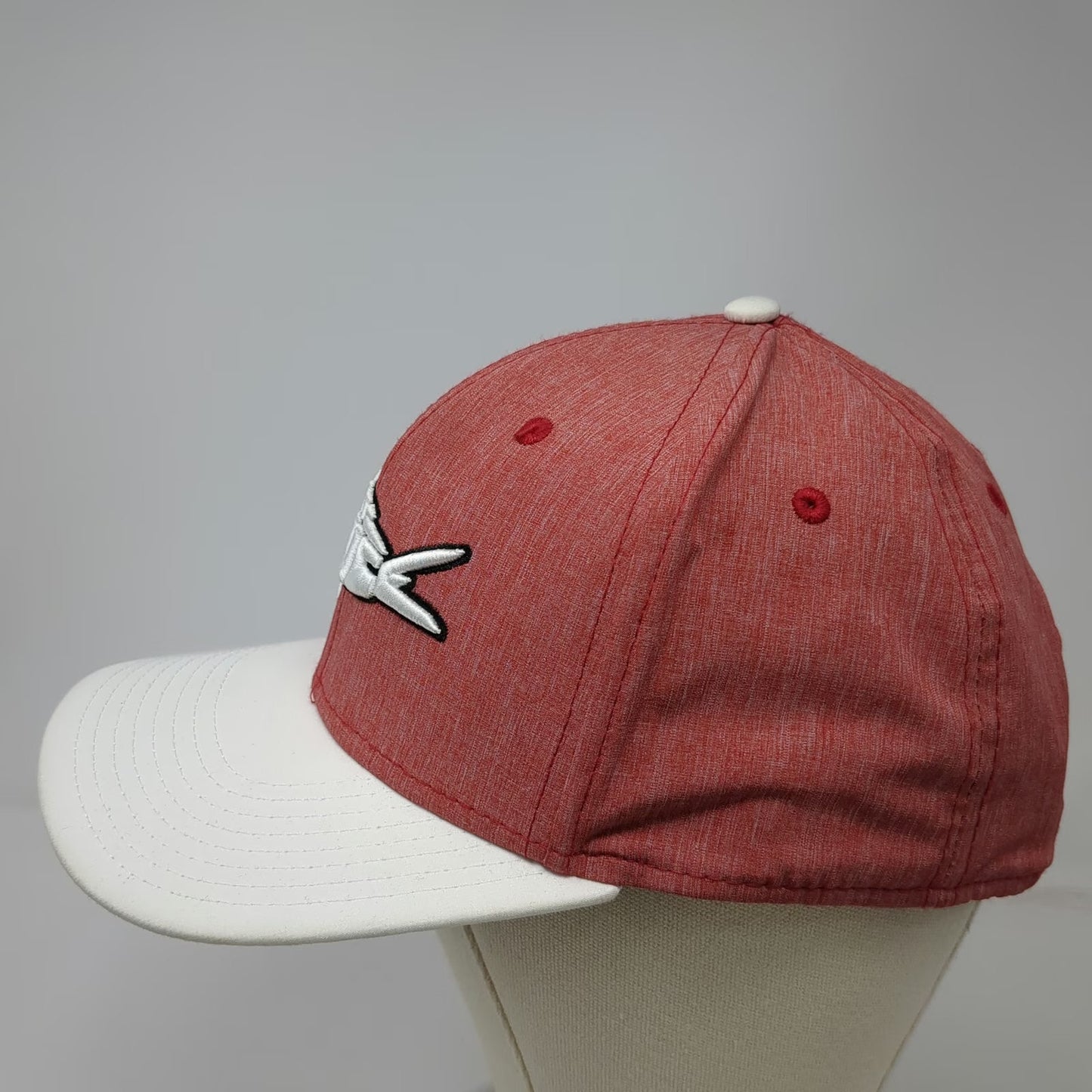 Hank Sauce Snapback Hat Red One Size White Flat Brim Fish Logo Fishing Surf