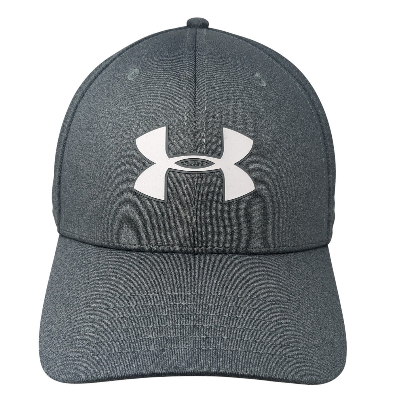 Under Armour Logo Fitted Hat Gray XL Spell Out Iso-Chill Vent Holes