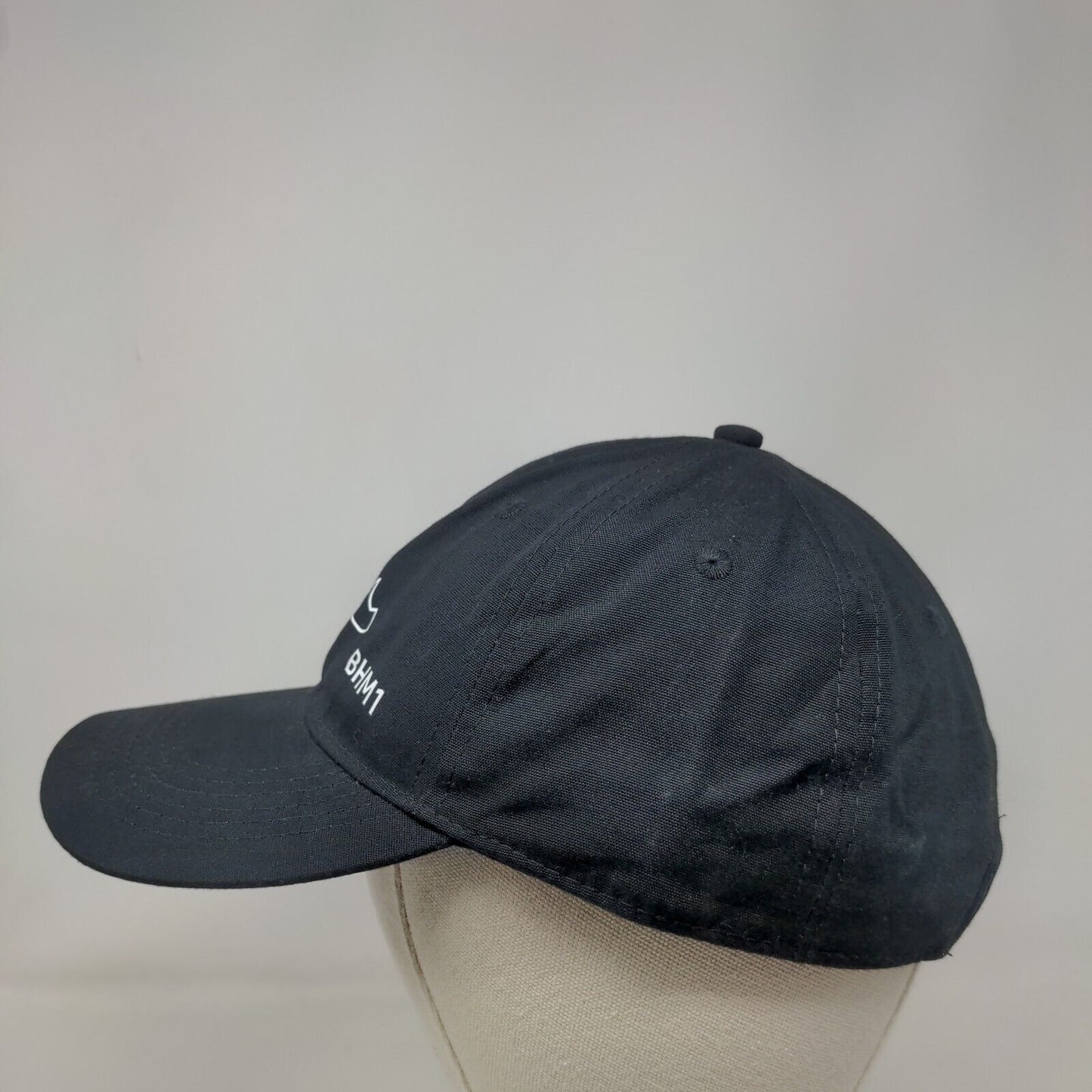 BHM1 Strapback Hat Black One Size Adjustable 6 Panel Port & Company