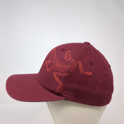 Arc'Teryx Fitted Hat Red Size S-M Embroidered Skeleton Bird Logo Cotton Blend