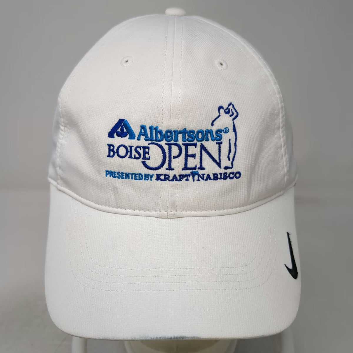 Nike Baseball Cap White One Size Albertsons Boise Open Golf Strapback Hat Swoosh