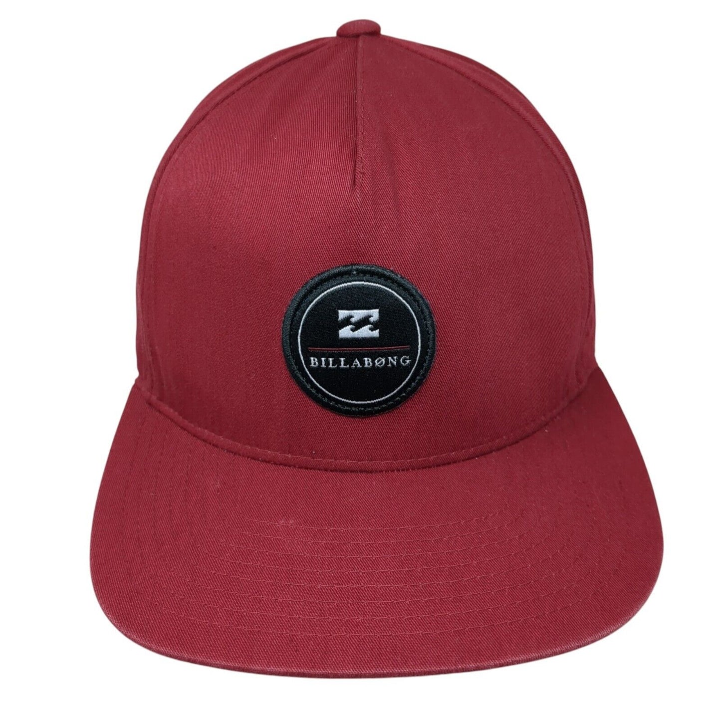 Billabong Snapback Hat Red One Size Adjustable Embroidered Vented Holes 6 Panel