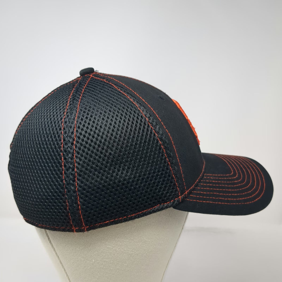 New Era San Francisco Giants MLB Baseball Cap Black Orange M Mesh Back Stretch Fit