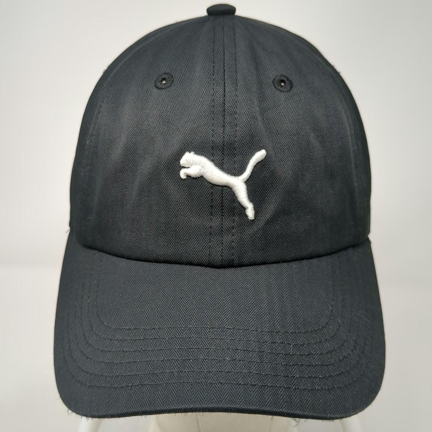 Puma Baseball Cap Black One Size Embroidered Cat Logo Slideback Polyester Hat
