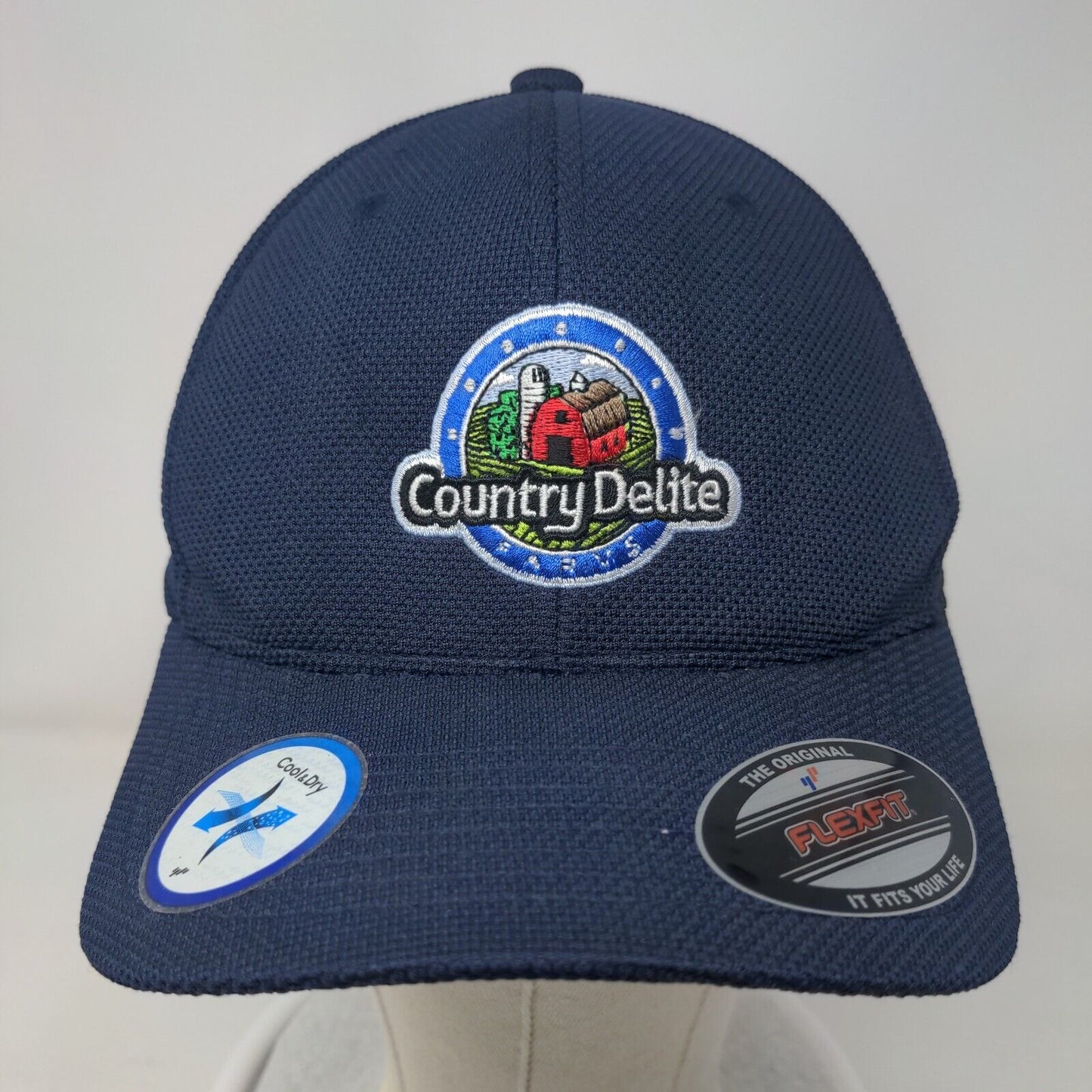 Country Delite Fitted Golf Hat Blue One Size Flex Fit Cool & Dry Embroidered