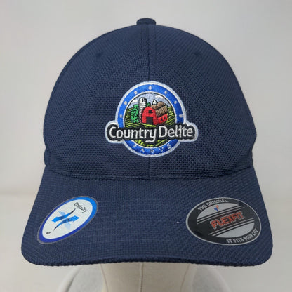 Country Delite Fitted Golf Hat Blue One Size Flex Fit Cool & Dry Embroidered