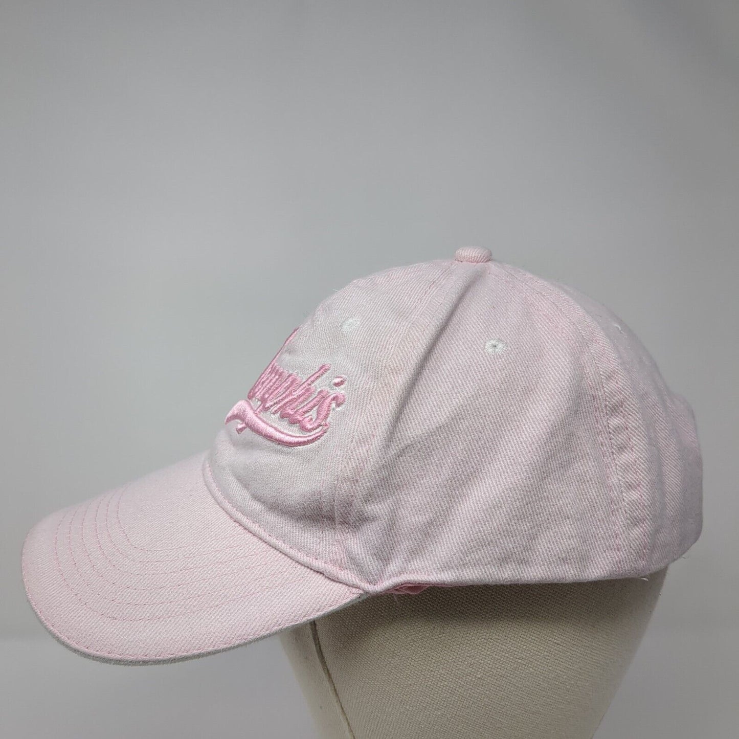 Memphis Strapback Hat Pink One Size Adjustable Embroidered Vented Holes 6 Panel