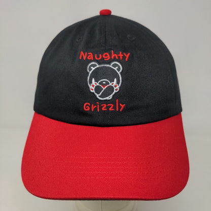 Mori Chack Men's Slideback Hat Black Red Embroidered Logo Naughty Grizzly