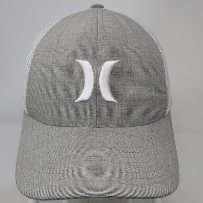 Hurley Trucker Hat Gray White One Size Mesh Snapback Logo Embroidered Surf Cap